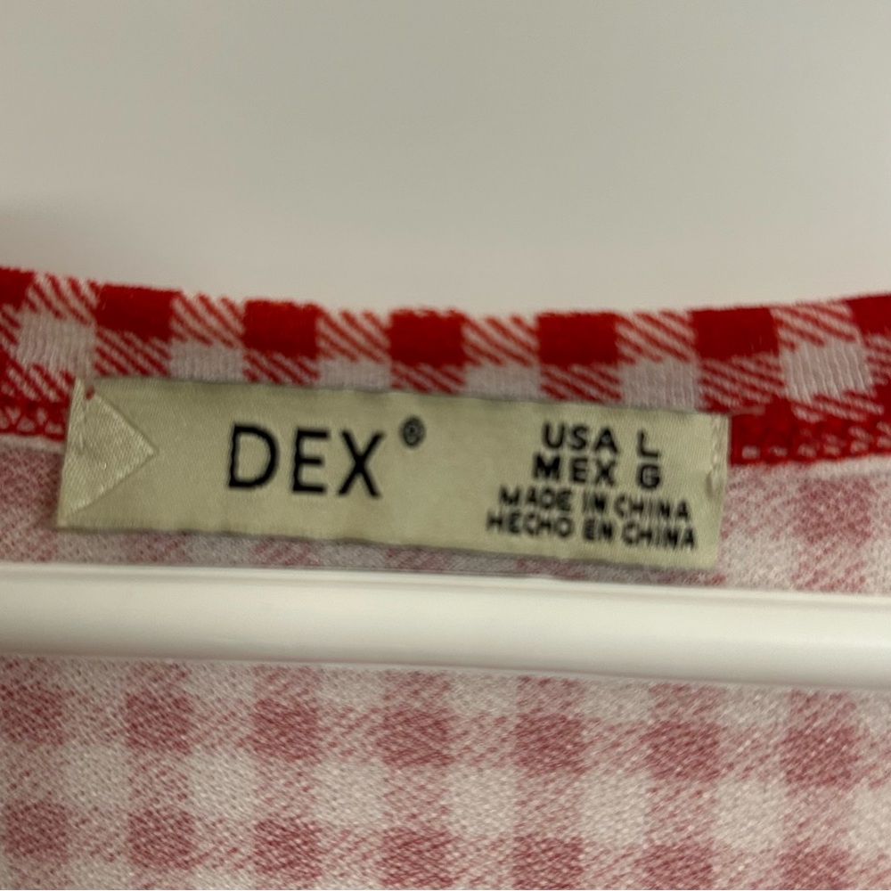 DEX red and white gingham jumpsuit/ romper size L - Picture 2 of 10
